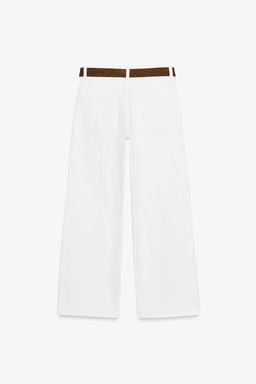 Z1975 HIGH-WAIST BELTED CULOTTES JEANS - Zara фото 9