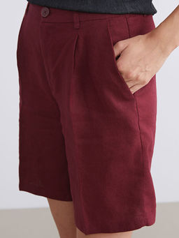 Шорты женские Loose Fit из льна плиссированные