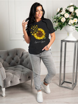 Футболка Подсолнух черный - София фото 2