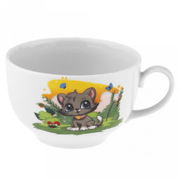 Чашка чайная фарфоровая Мурка 210мл, д8,5см, h6см, форма Янтарь (Россия)