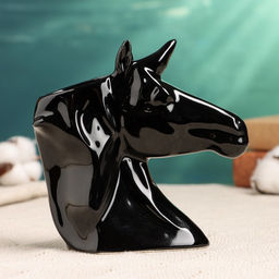 Фигурное кашпо для цветов «Единорог», 250 мл, 13×5×13 см, керамика, чёрное