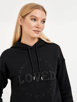 джемпер женский из хлопка с капюшоном и стразами - Glenfield фото 4