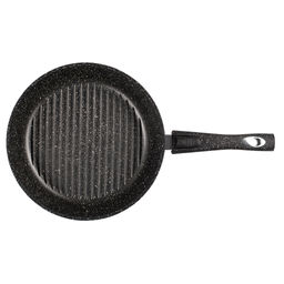 Сковорода-гриль с тефлоновым покрытием д26см Гранит, h7см, s0,4см, съемная ручка из термостойкого пластика (Россия) - Домашняя мода фото 2