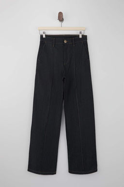 Koyu Mavi Dikis Detayl? Yuksek Bel Ekstra Esnek Wide Leg Jeans TWOSS26JE00053 - Trendyolmilla фото 5