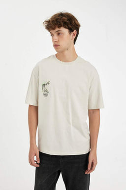 Футболка свободного кроя с круглым вырезом и короткими рукавами Looney Tunes - Defacto фото 3