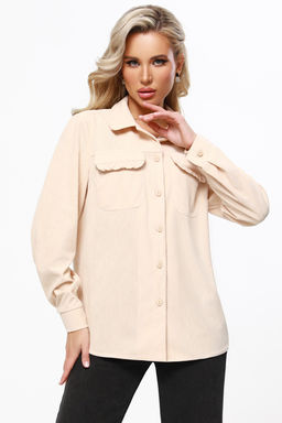 Рубашка светло-бежевая из вельвета - Dstrend фото 4