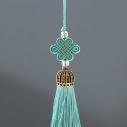 Цена за 5 шт. Подвеска от сглаза «Узел счастья и бесконечности», волна, текстиль, пластик, 0.7×1×9.5 см