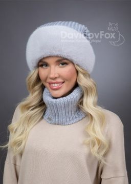 Шапка Ника трикотаж экомех сапфир