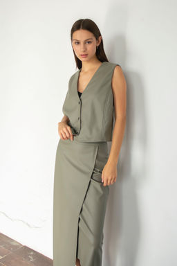 Жилетка эко-кожа ECO039/01/Оливка - M&G all natural фото 7