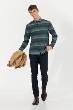 U. S. Polo Assn / Мужская зеленая рубашка с длинным рукавом - U.s. polo assn фото 14