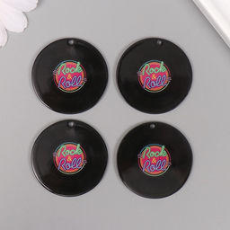 Цена за 4 шт. Декор для творчества акрил двусторонний Rock-n-Roll, 3.6×3.6×0.2 см