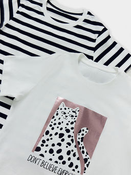 Футболка для девочек мультипак (2 шт.) белая и в черно-белую полоску - Mark formelle фото 8
