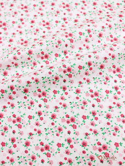 Ситец "Цветики" (ярко малиновые на белом), ш.0.95м, хлопок-100%, 100гр/м.кв