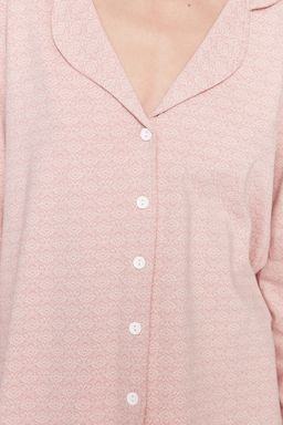 Pudra %100 Pamuklu Bask?l? Orme Pijama Tak?m? THMAW20PT0265