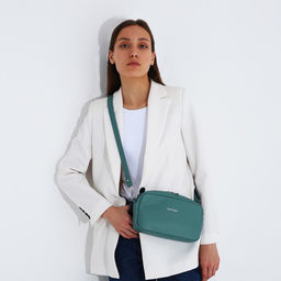 Сумка женская через плечо TEXTURA, маленький размер, цвет голубой  фото 8