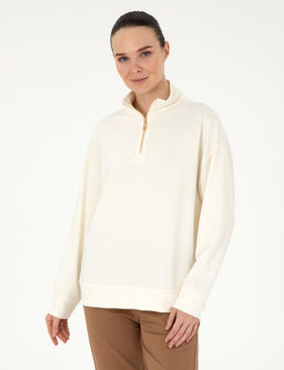 Ekru Regular Fit Modal Kuma_ Sweatshirt