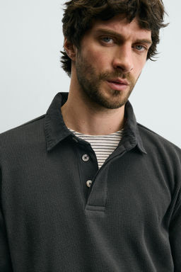 POLO ESTRUCTURA WAFFLE CUELLO COMBINADO / Gris antracita - Zara фото 5