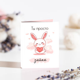 Мини-открытка "Ты просто зайка"