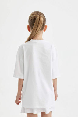 Футболка оверсайз с принтом и короткими рукавами для девочек - Defacto фото 7