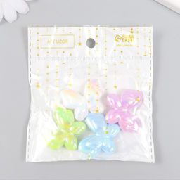 Цена за 4 шт. Бусина пластик для творчества Бабочка. Перламутр, 3.5 см, МИКС