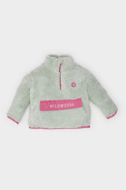 K?z Bebek Dik Yaka Fermuarl? Welsoft Pelus Sweatshirt - Defacto фото 2