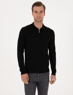 Siyah Regular Fit Basic Kazak