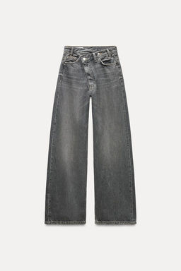 TRF MID-WAIST WIDE-LEG CROSSOVER JEANS - Zara фото 5