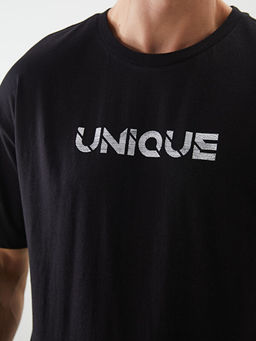 Bisiklet Yaka Bask?l? Penye Erkek Ti??rt