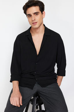 TRENDYOL MAN Beyaz Oversize Fit Apas Yaka Yazl?k Keten Gorunumlu Gomlek TMNSS23GO00053 - Trendyolmilla фото 25