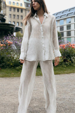 WRINKLED-EFFECT ORGANZA TROUSERS - Zara фото 3