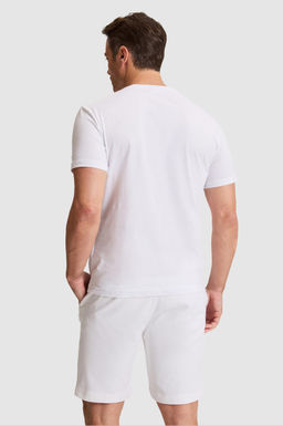 Erkek Beyaz Regular Fit Bisiklet YakaTi__rt