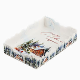 Цена за 5 шт. Коробка новогодняя для макарун «С Новым годом», 18×12×3.5 см