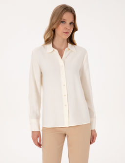 Beyaz Modal Kar___ml_ Comfort Fit Uzun Kollu G_mlek