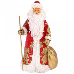 Скульптура-фигура для сада из полистоуна "Дед мороз с мешком маленький новый" h26см (Россия)