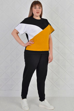 Арт. 2343 Костюм с брюками женский 50-58 (5 шт) Цвет:верх-черный, белый, горчичный, низ-черный - Калинка фото 11