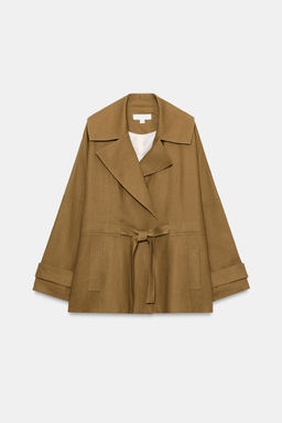 CHAQUETA TRENCH CON LINO CINTUR?N / Aceite - Zara фото 8