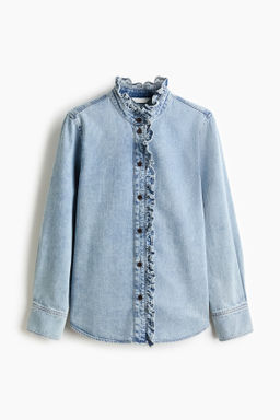 Camisa denim con ribetes de volante