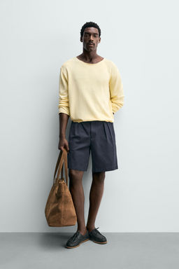 BERMUDA RELAXED FIT PLIEGUES / Marino