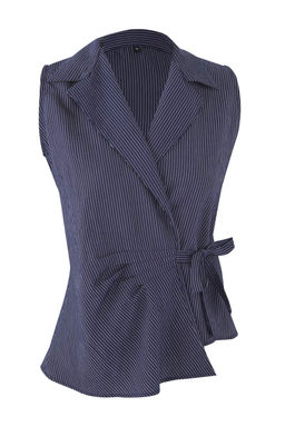 Lacivert Kruvaze Kolsuz Cizgili Gomlek TWOSS25GO00156 - Trendyolmilla фото 5