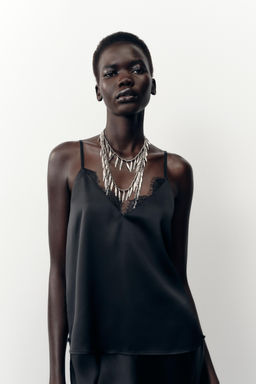 SATIN TOP WITH LACE - Zara фото 7