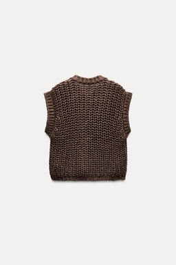 CHUNKY KNIT WAISTCOAT - Zara фото 5