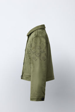 CHAQUETA EFECTO ANTE BORDADOS / Khaki - Zara фото 3