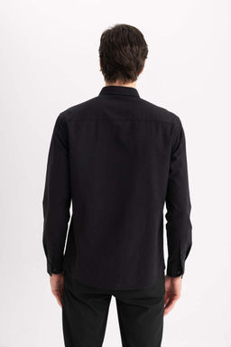 Оксфордская рубашка с воротником поло и длинным рукавом стандартного кроя - Defacto фото 6