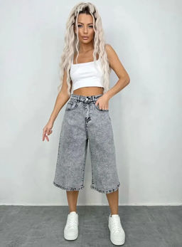 K12828 Джинсовые шорты СЕРЫЙ