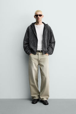 JEANS LOOSE FIT CONTRASTE / Gris / Beige