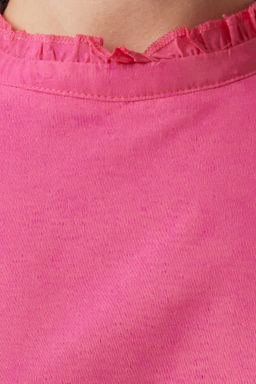 Pembe Rahat Kesim Kolsuz Mini Dokuma Elbise TWOSS22EL00139