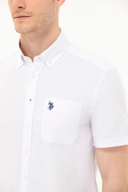 Мужская белая рубашка с коротким рукавом - U.s. polo assn фото 7