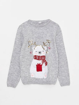 Bisiklet Yaka Uzun Kollu K?z ?ocuk Triko Kazak