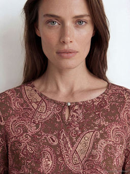 Bisiklet Yaka Desenli Bluz