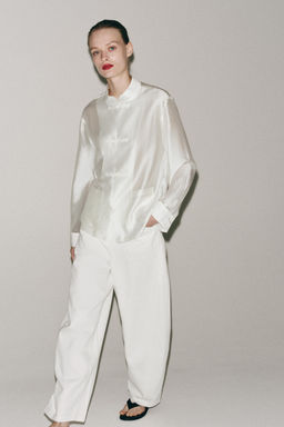 CAMISA SATINADA ALAMARES ZW COLLECTION / Blanco